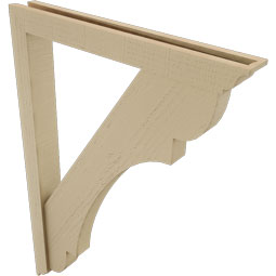 Ekena Millwork - BKTUR0352X28X40OLY01RCPR - Timberthane Faux Wood Olympic Style Bracket w/ Offset Brace, Traditional Ends, 3 1/2"W x 28"D x 40"H, Primed Tan