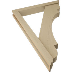 Ekena Millwork - BKTUR0352X28X40OLY01RCPR - Timberthane Faux Wood Olympic Style Bracket w/ Offset Brace, Traditional Ends, 3 1/2"W x 28"D x 40"H, Primed Tan