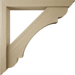 Ekena Millwork - BKTUR0352X30X30OLY01RCPR - Timberthane Faux Wood Olympic Style Bracket w/ Offset Brace, Traditional Ends, 3 1/2"W x 30"D x 30"H, Primed Tan
