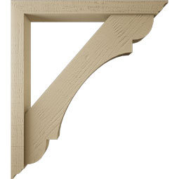 Ekena Millwork - BKTUR0352X30X34OLY01RCPR - Timberthane Faux Wood Olympic Style Bracket w/ Offset Brace, Traditional Ends, 3 1/2"W x 30"D x 34"H, Primed Tan