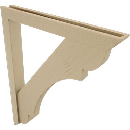 Ekena Millwork - BKTUR0352X30X38OLY01RCPR - Timberthane Faux Wood Olympic Style Bracket w/ Offset Brace, Traditional Ends, 3 1/2"W x 30"D x 38"H, Primed Tan