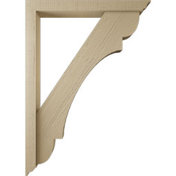 Ekena Millwork - BKTUR0352X30X42OLY01RCPR - Timberthane Faux Wood Olympic Style Bracket w/ Offset Brace, Traditional Ends, 3 1/2"W x 30"D x 42"H, Primed Tan