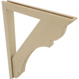 Ekena Millwork - BKTUR0352X30X42OLY01RCPR - Timberthane Faux Wood Olympic Style Bracket w/ Offset Brace, Traditional Ends, 3 1/2"W x 30"D x 42"H, Primed Tan