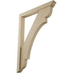 Ekena Millwork - BKTUR0352X30X42OLY01RCPR - Timberthane Faux Wood Olympic Style Bracket w/ Offset Brace, Traditional Ends, 3 1/2"W x 30"D x 42"H, Primed Tan