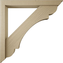 Ekena Millwork - BKTUR0352X32X32OLY01RCPR - Timberthane Faux Wood Olympic Style Bracket w/ Offset Brace, Traditional Ends, 3 1/2"W x 32"D x 32"H, Primed Tan