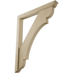 Ekena Millwork - BKTUR0352X32X40OLY01RCPR - Timberthane Faux Wood Olympic Style Bracket w/ Offset Brace, Traditional Ends, 3 1/2"W x 32"D x 40"H, Primed Tan