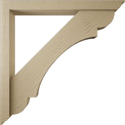 Ekena Millwork - BKTUR0352X34X34OLY01RCPR - Timberthane Faux Wood Olympic Style Bracket w/ Offset Brace, Traditional Ends, 3 1/2"W x 34"D x 34"H, Primed Tan