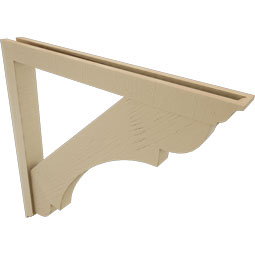 Ekena Millwork - BKTUR0352X34X34OLY01RCPR - Timberthane Faux Wood Olympic Style Bracket w/ Offset Brace, Traditional Ends, 3 1/2"W x 34"D x 34"H, Primed Tan