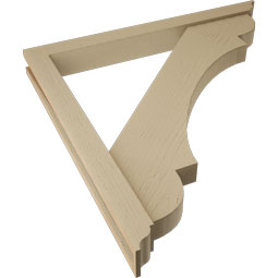 Ekena Millwork - BKTUR0352X34X34OLY01RCPR - Timberthane Faux Wood Olympic Style Bracket w/ Offset Brace, Traditional Ends, 3 1/2"W x 34"D x 34"H, Primed Tan