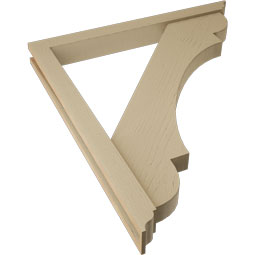 Ekena Millwork - BKTUR0352X34X38OLY01RCPR - Timberthane Faux Wood Olympic Style Bracket w/ Offset Brace, Traditional Ends, 3 1/2"W x 34"D x 38"H, Primed Tan