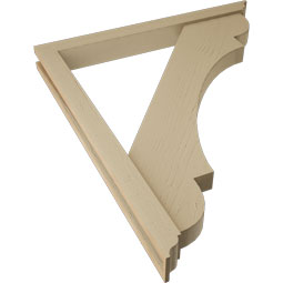 Ekena Millwork - BKTUR0352X34X40OLY01RCPR - Timberthane Faux Wood Olympic Style Bracket w/ Offset Brace, Traditional Ends, 3 1/2"W x 34"D x 40"H, Primed Tan