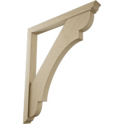 Ekena Millwork - BKTUR0352X34X40OLY01RCPR - Timberthane Faux Wood Olympic Style Bracket w/ Offset Brace, Traditional Ends, 3 1/2"W x 34"D x 40"H, Primed Tan