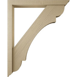 Ekena Millwork - BKTUR0352X34X42OLY01RCPR - Timberthane Faux Wood Olympic Style Bracket w/ Offset Brace, Traditional Ends, 3 1/2"W x 34"D x 42"H, Primed Tan