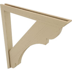 Ekena Millwork - BKTUR0352X34X42OLY01RCPR - Timberthane Faux Wood Olympic Style Bracket w/ Offset Brace, Traditional Ends, 3 1/2"W x 34"D x 42"H, Primed Tan