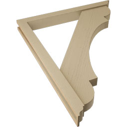 Ekena Millwork - BKTUR0352X34X42OLY01RCPR - Timberthane Faux Wood Olympic Style Bracket w/ Offset Brace, Traditional Ends, 3 1/2"W x 34"D x 42"H, Primed Tan
