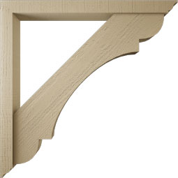 Ekena Millwork - BKTUR0352X36X36OLY01RCPR - Timberthane Faux Wood Olympic Style Bracket w/ Offset Brace, Traditional Ends, 3 1/2"W x 36"D x 36"H, Primed Tan