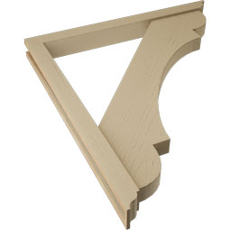 Ekena Millwork - BKTUR0352X36X40OLY01RCPR - Timberthane Faux Wood Olympic Style Bracket w/ Offset Brace, Traditional Ends, 3 1/2"W x 36"D x 40"H, Primed Tan