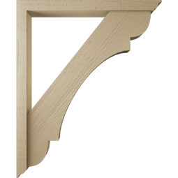Ekena Millwork - BKTUR0352X36X44OLY01RCPR - Timberthane Faux Wood Olympic Style Bracket w/ Offset Brace, Traditional Ends, 3 1/2"W x 36"D x 44"H, Primed Tan