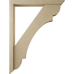 Ekena Millwork - BKTUR0352X36X48OLY01RCPR - Timberthane Faux Wood Olympic Style Bracket w/ Offset Brace, Traditional Ends, 3 1/2"W x 36"D x 48"H, Primed Tan