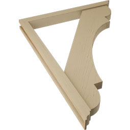 Ekena Millwork - BKTUR0352X36X48OLY01RCPR - Timberthane Faux Wood Olympic Style Bracket w/ Offset Brace, Traditional Ends, 3 1/2"W x 36"D x 48"H, Primed Tan