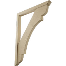 Ekena Millwork - BKTUR0352X36X48OLY01RCPR - Timberthane Faux Wood Olympic Style Bracket w/ Offset Brace, Traditional Ends, 3 1/2"W x 36"D x 48"H, Primed Tan