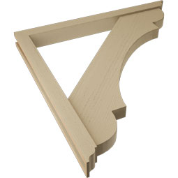 Ekena Millwork - BKTUR0352X38X38OLY01RCPR - Timberthane Faux Wood Olympic Style Bracket w/ Offset Brace, Traditional Ends, 3 1/2"W x 38"D x 38"H, Primed Tan