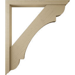 Ekena Millwork - BKTUR0352X38X44OLY01RCPR - Timberthane Faux Wood Olympic Style Bracket w/ Offset Brace, Traditional Ends, 3 1/2"W x 38"D x 44"H, Primed Tan