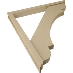Ekena Millwork - BKTUR0352X40X44OLY01RCPR - Timberthane Faux Wood Olympic Style Bracket w/ Offset Brace, Traditional Ends, 3 1/2"W x 40"D x 44"H, Primed Tan