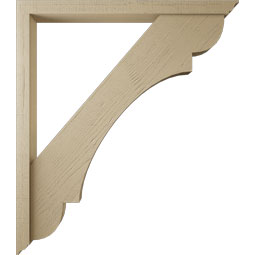 Ekena Millwork - BKTUR0352X42X48OLY01RCPR - Timberthane Faux Wood Olympic Style Bracket w/ Offset Brace, Traditional Ends, 3 1/2"W x 42"D x 48"H, Primed Tan