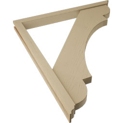 Ekena Millwork - BKTUR0352X42X48OLY01RCPR - Timberthane Faux Wood Olympic Style Bracket w/ Offset Brace, Traditional Ends, 3 1/2"W x 42"D x 48"H, Primed Tan