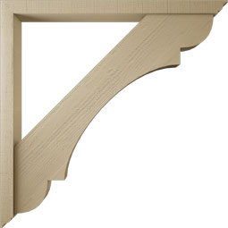 Ekena Millwork - BKTUR0352X44X44OLY01RCPR - Timberthane Faux Wood Olympic Style Bracket w/ Offset Brace, Traditional Ends, 3 1/2"W x 44"D x 44"H, Primed Tan