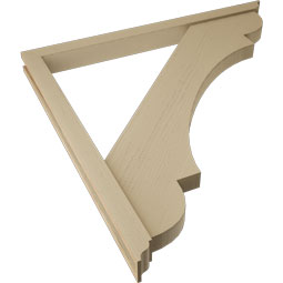 Ekena Millwork - BKTUR0352X44X44OLY01RCPR - Timberthane Faux Wood Olympic Style Bracket w/ Offset Brace, Traditional Ends, 3 1/2"W x 44"D x 44"H, Primed Tan