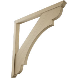 Ekena Millwork - BKTUR0352X44X44OLY01RCPR - Timberthane Faux Wood Olympic Style Bracket w/ Offset Brace, Traditional Ends, 3 1/2"W x 44"D x 44"H, Primed Tan