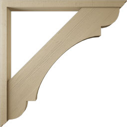 Ekena Millwork - BKTUR0352X48X48OLY01RCPR - Timberthane Faux Wood Olympic Style Bracket w/ Offset Brace, Traditional Ends, 3 1/2"W x 48"D x 48"H, Primed Tan