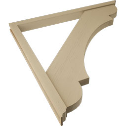 Ekena Millwork - BKTUR0352X48X48OLY01RCPR - Timberthane Faux Wood Olympic Style Bracket w/ Offset Brace, Traditional Ends, 3 1/2"W x 48"D x 48"H, Primed Tan