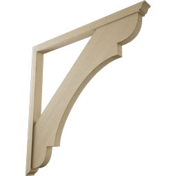 Ekena Millwork - BKTUR0352X48X48OLY01RCPR - Timberthane Faux Wood Olympic Style Bracket w/ Offset Brace, Traditional Ends, 3 1/2"W x 48"D x 48"H, Primed Tan