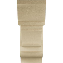 Ekena Millwork - BKTUR0554X14X14OLY01RCPR - Timberthane Faux Wood Olympic Style Bracket w/ Offset Brace, Traditional Ends, 5 1/2"W x 14"D x 14"H, Primed Tan