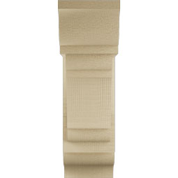 Ekena Millwork - BKTUR0554X14X18OLY01RCPR - Timberthane Faux Wood Olympic Style Bracket w/ Offset Brace, Traditional Ends, 5 1/2"W x 14"D x 18"H, Primed Tan