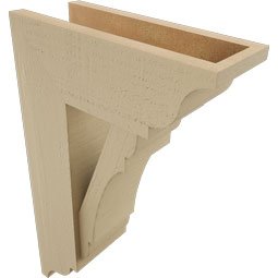 Ekena Millwork - BKTUR0554X14X22OLY01RCPR - Timberthane Faux Wood Olympic Style Bracket w/ Offset Brace, Traditional Ends, 5 1/2"W x 14"D x 22"H, Primed Tan