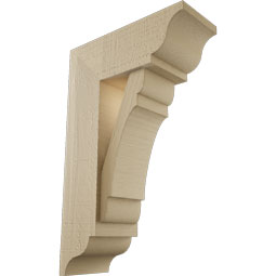 Ekena Millwork - BKTUR0554X14X22OLY01RCPR - Timberthane Faux Wood Olympic Style Bracket w/ Offset Brace, Traditional Ends, 5 1/2"W x 14"D x 22"H, Primed Tan