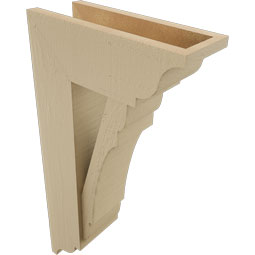 Ekena Millwork - BKTUR0554X14X26OLY01RCPR - Timberthane Faux Wood Olympic Style Bracket w/ Offset Brace, Traditional Ends, 5 1/2"W x 14"D x 26"H, Primed Tan