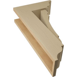 Ekena Millwork - BKTUR0554X14X26OLY01RCPR - Timberthane Faux Wood Olympic Style Bracket w/ Offset Brace, Traditional Ends, 5 1/2"W x 14"D x 26"H, Primed Tan