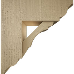 Ekena Millwork - BKTUR0554X16X16OLY01RCPR - Timberthane Faux Wood Olympic Style Bracket w/ Offset Brace, Traditional Ends, 5 1/2"W x 16"D x 16"H, Primed Tan