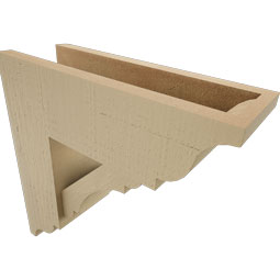 Ekena Millwork - BKTUR0554X16X16OLY01RCPR - Timberthane Faux Wood Olympic Style Bracket w/ Offset Brace, Traditional Ends, 5 1/2"W x 16"D x 16"H, Primed Tan