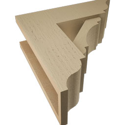 Ekena Millwork - BKTUR0554X16X16OLY01RCPR - Timberthane Faux Wood Olympic Style Bracket w/ Offset Brace, Traditional Ends, 5 1/2"W x 16"D x 16"H, Primed Tan