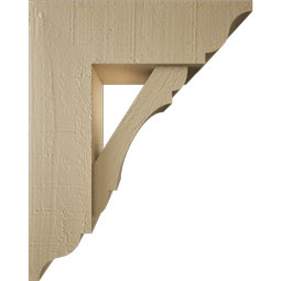 Ekena Millwork - BKTUR0554X16X20OLY01RCPR - Timberthane Faux Wood Olympic Style Bracket w/ Offset Brace, Traditional Ends, 5 1/2"W x 16"D x 20"H, Primed Tan