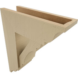 Ekena Millwork - BKTUR0554X16X20OLY01RCPR - Timberthane Faux Wood Olympic Style Bracket w/ Offset Brace, Traditional Ends, 5 1/2"W x 16"D x 20"H, Primed Tan