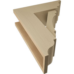 Ekena Millwork - BKTUR0554X16X20OLY01RCPR - Timberthane Faux Wood Olympic Style Bracket w/ Offset Brace, Traditional Ends, 5 1/2"W x 16"D x 20"H, Primed Tan