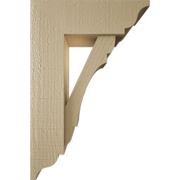 Ekena Millwork - BKTUR0554X16X24OLY01RCPR - Timberthane Faux Wood Olympic Style Bracket w/ Offset Brace, Traditional Ends, 5 1/2"W x 16"D x 24"H, Primed Tan
