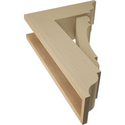 Ekena Millwork - BKTUR0554X16X24OLY01RCPR - Timberthane Faux Wood Olympic Style Bracket w/ Offset Brace, Traditional Ends, 5 1/2"W x 16"D x 24"H, Primed Tan